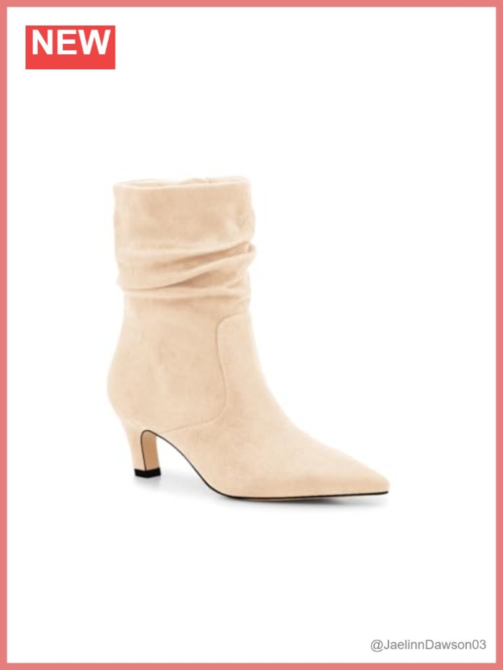 Slouchy Ankle Boots Low Kitten Heel Pointed Toe Booties Side Zipper